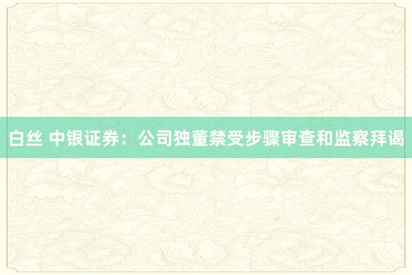 白丝 中银证券：公司独董禁受步骤审查和监察拜谒